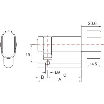 Keyless Oval Thumb Turn Brass Cylinder1