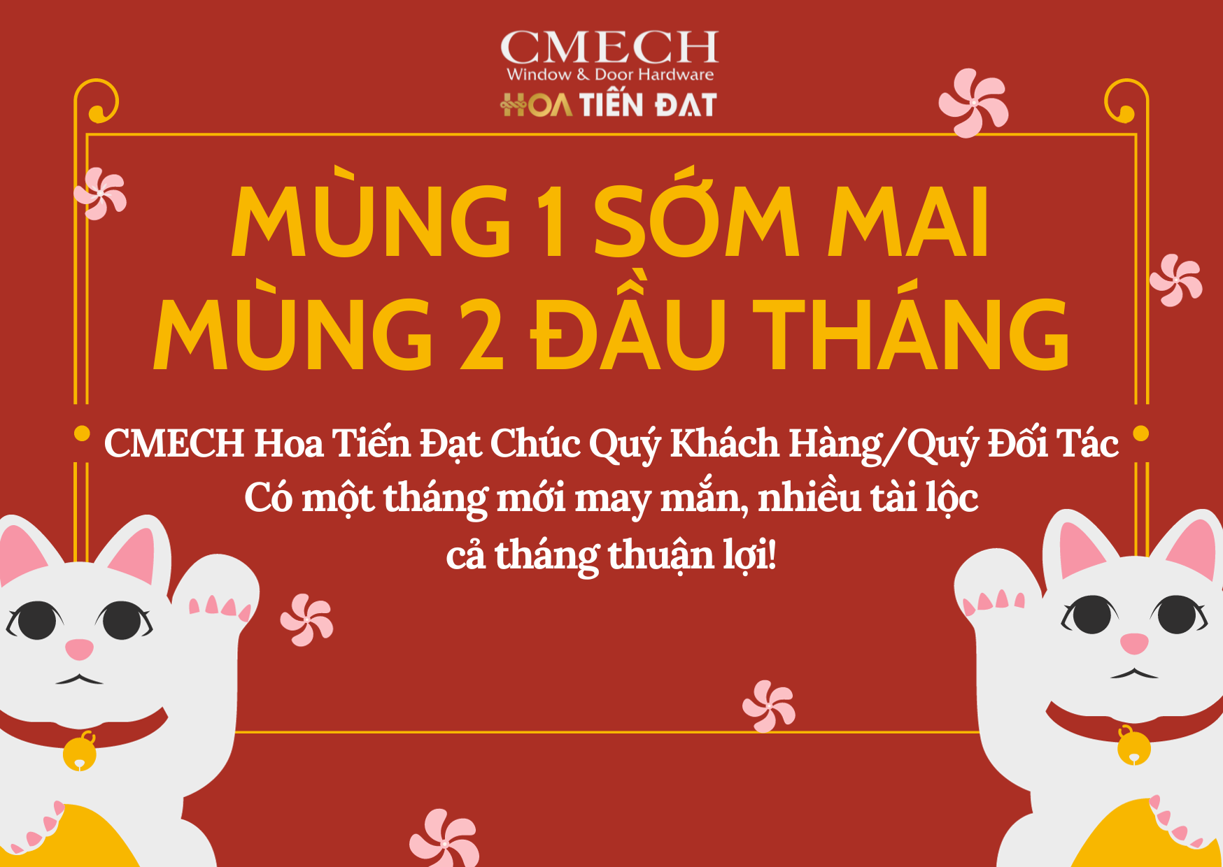 Thiep Kho ngang Chuc mung Tet am lich Mau Do Vang Trang Phong cach Minh hoa Hien dai